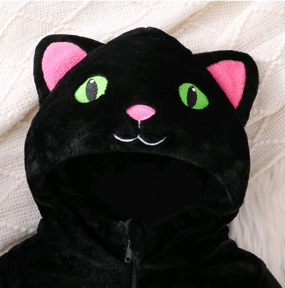 Bebé (18-24 Meses) Animal Gato Negro Disfraz Halloween Cremallera Foto 3 de 4