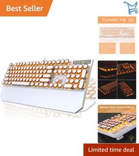 Typewriter Style Mechanical Keyboard Retro Punk 104 Keys White Gold Backlit