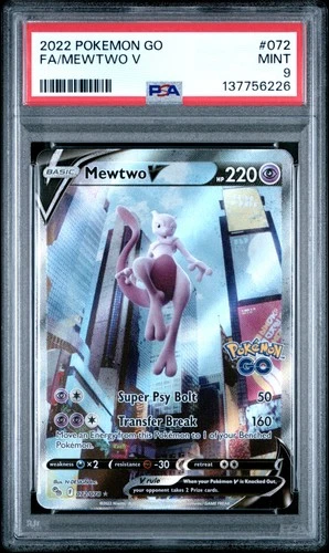 2022 POKEMON GO #072 FULL ART/MEWTWO V PSA 9