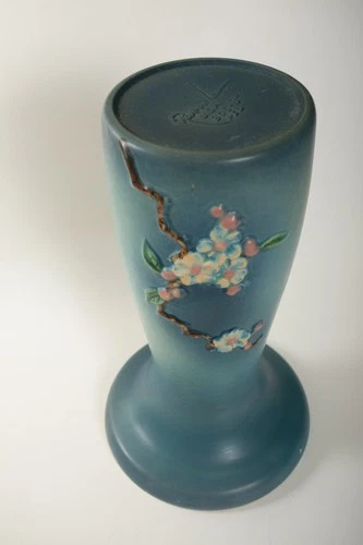 Roseville Pottery (P4R/JSF6) 305-8" Ped Pedestal Blue 16.5" Appleblossum