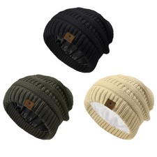 3 Pack Baby Winter Hat Satin Lined Baby Beanie for Boys Girls Warm Knit Infan...