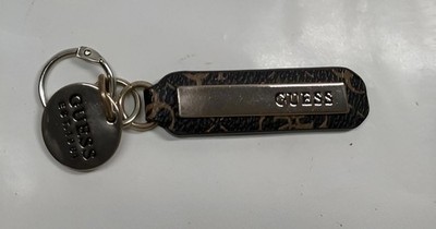 Authentic Vintage! GUESS Leather Keychain KeyRing Key FOB