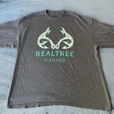 Real Tree Fishing Long Sleeve Gray Logo T-Shirt 2XL