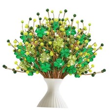6 Pack St. Patrick's Day Decoration Artificial Shamrock Pick Glitter Clover
