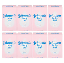 Johnsons Baby Soap Bar Gentle Hypoallergenic Almond 3 oz Pack of 8