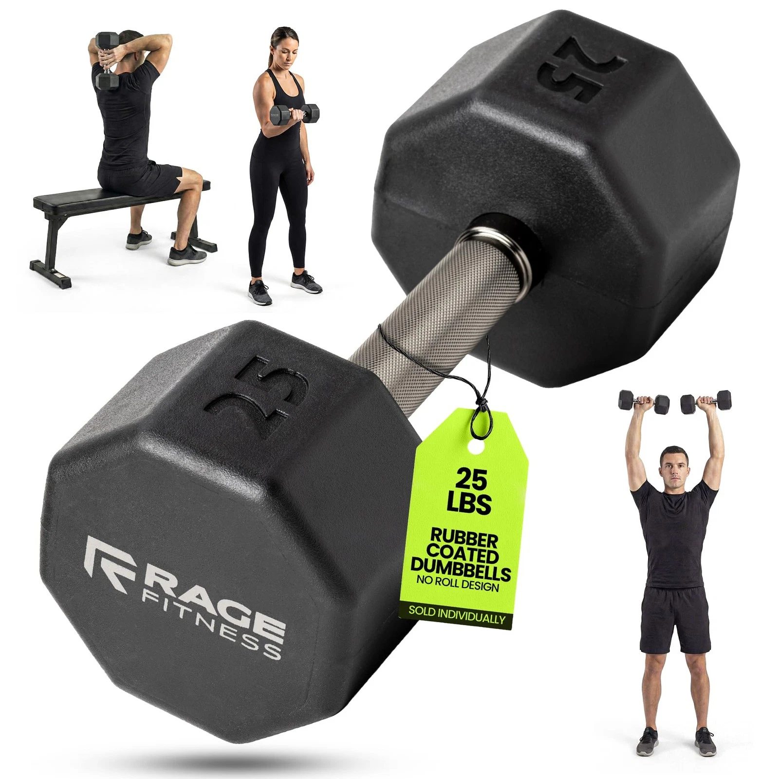 Coated Dumbbell - No Roll Design Easy-Grip Steel Knurled Handle, Weights Dumb...