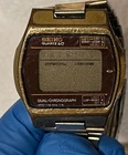 Vtg 1978 SEIKO Dual Chronograph Digital Men's Watch 0138-5009 Gold Tone Parts