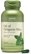 GNC Herbal Plus Oil of Oregano 60mg Supplement, Vegetarian, Supports General Wel