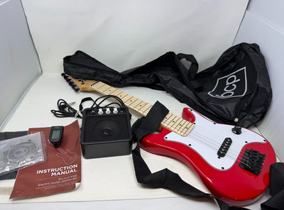 BCP 30'' Kids Electric Guitar Starter Kit Red Amp Bag Tuner Tested Working