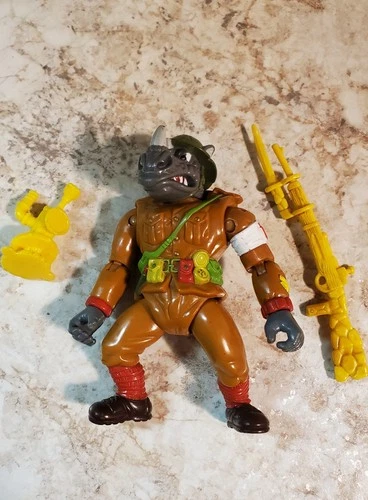 Vintage TMNT Dimwit Doughboy Rocksteady Figure - Near Complete - Playmates 1992