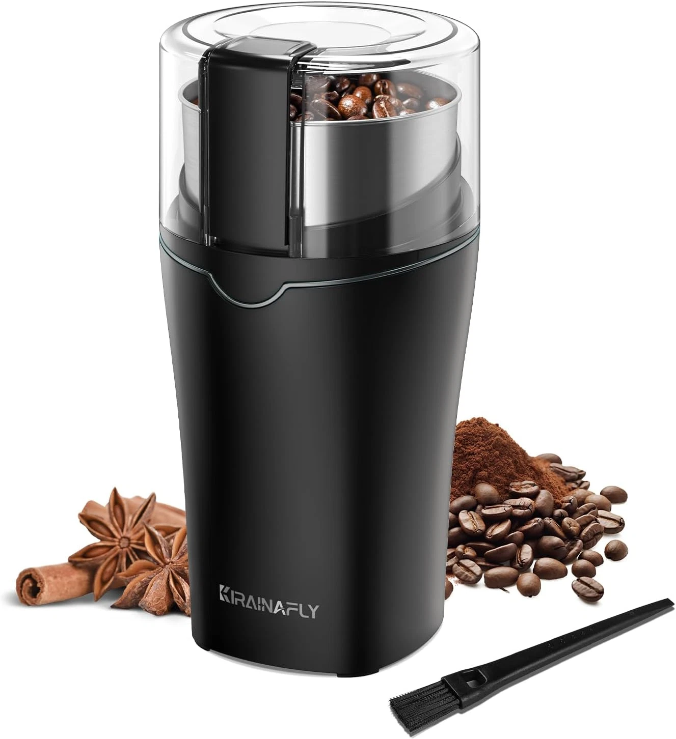 Spice Grinder 300W, Espresso Grinder for Home Use, Stainless Steel Blade and Rem