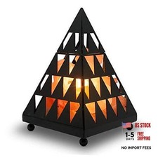 Pyramid Style Crystal Salt Night Light lamp with Pink Salt Chunks, Salt Lamp