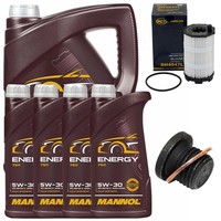 MotoröL Filter Set Mannol 5W-30 Api 9 Liter + Schraube FüR Audi A6 A5 4.2 Fsi