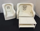 Vtg 1983 Mattel Barbie Dream Cottage White Plastic Wicker Furniture Set