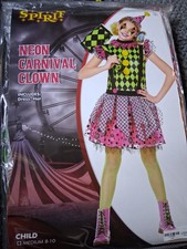 Child Neon Carnival Clown Costume Size Medium 8-10 Spirit Halloween
