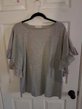 Pixie And Ivy Green Ruffle Sleeve Shirt Size Large GUC