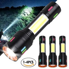 USB Rechargeable Super Bright LED Tactical Flashlight Work Light Torch Zoomable