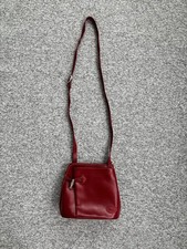 Vintage Made in France Longchamp Le Pliage Red Leather Shoulder Bag Crossbody