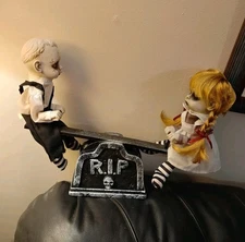 Halloween Animated Light up GHOULS See-Saw TeeterTotter working Decoration