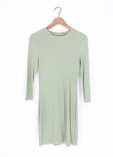 ENZA COSTA Silk Rib Long Sleeve Dress Light Green M 195 E1 415