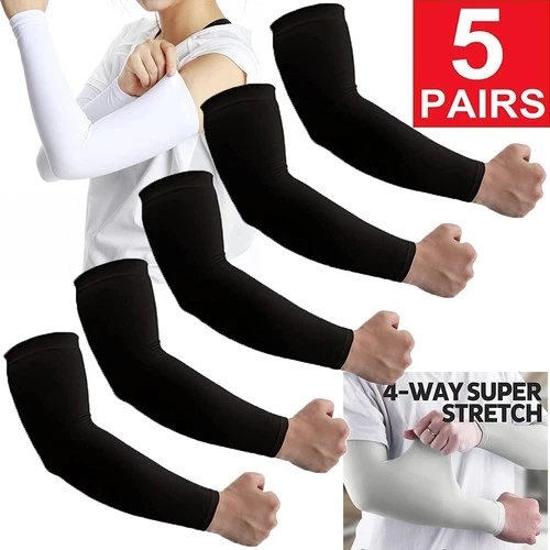5 Pairs Arm Sleeves Cooling UV Sun Protection Sports Compression for Men/Women