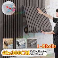 5X 3D Wood Grain Panel Effect Wallpaper Stick Self Adhesive Wood Slat Wall Paper