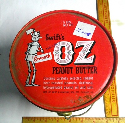 oz peanut butter can vintage food collectible tin wizard movie memorabilia