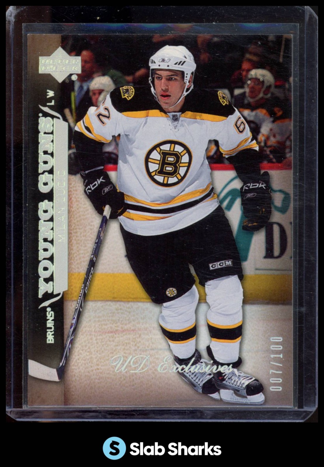 2007 UPPER DECK #207 MILAN LUCIC UD EXCLUSIVES YOUNG GUNS RC ROOKIE /100