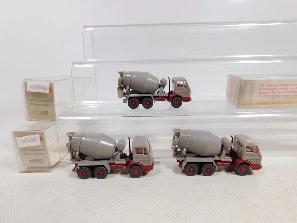 3X Wiking H0 1:87 20 682 Modello Trasportatore Betoniera MB Mint+Box #ED470-0,5 - Immagine 2 di 4
