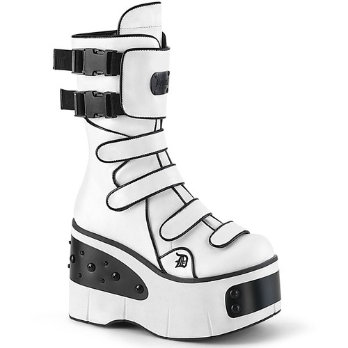 Pleaser Demonia Kera 108 4" Platform Strappy Mid-Calf Boot Inside Zip