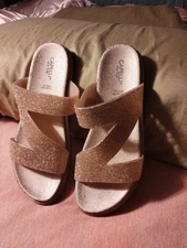 CAPELLI New York  Sandal Slip On Rhinestone Comfort Insole Size 9 Comfort Insole