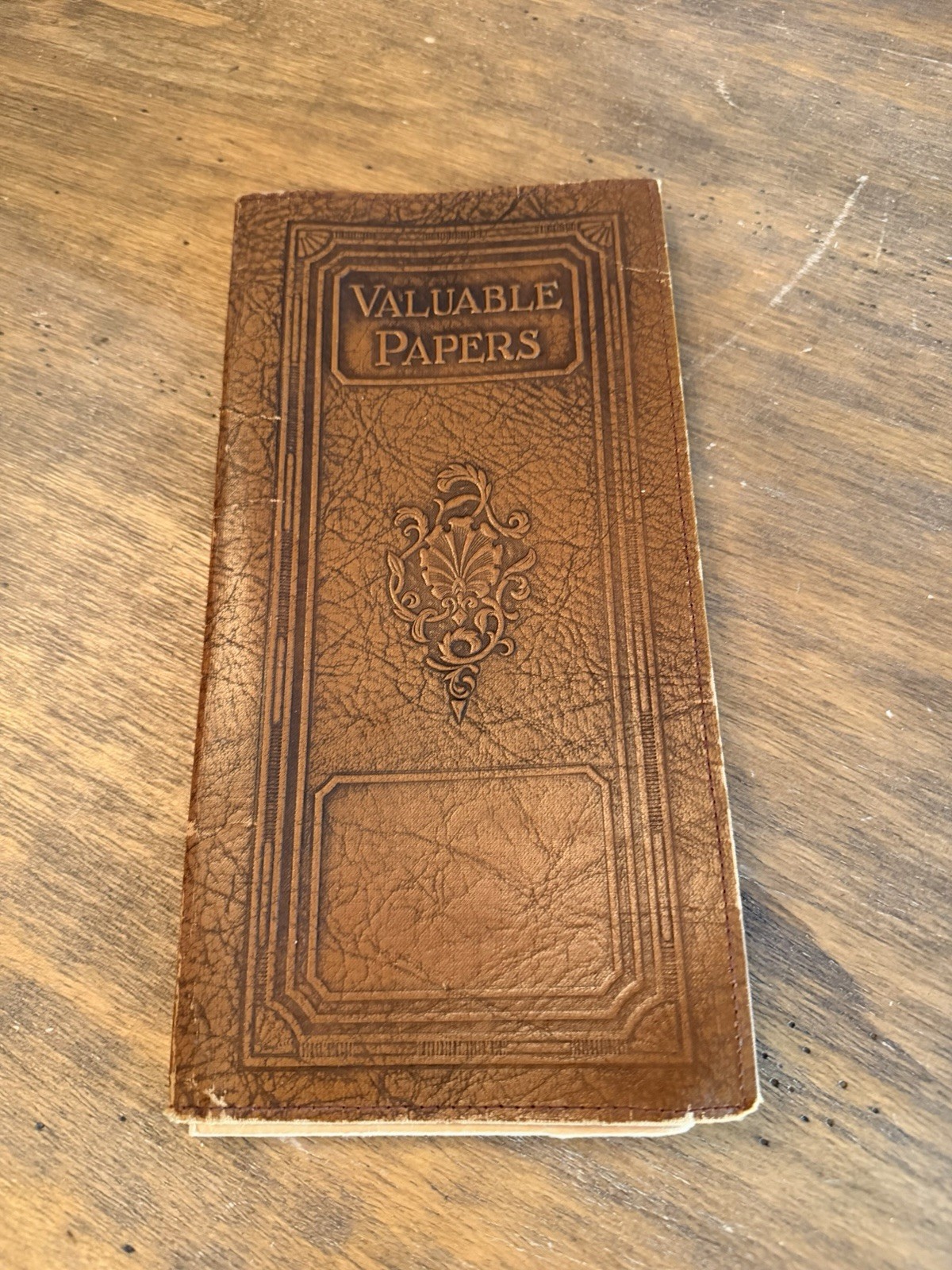 Vintage leather tooled Valuable Papers folder or portfolio- 1942