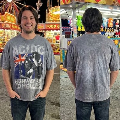 ACDC Highway To Hell Shirt Mens 3XL Acid Wash Rock Band Concert Tour Tee 56