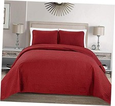 Mk Collection 3pc Solid Embossed Bedspread Bed Cover King/California King Red