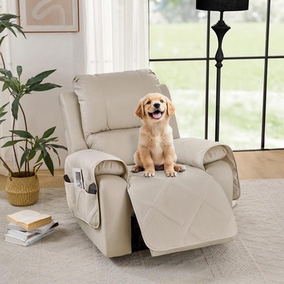 Backless Quilted Recliner Covers, Beige Lazy Boy Chair Covers
