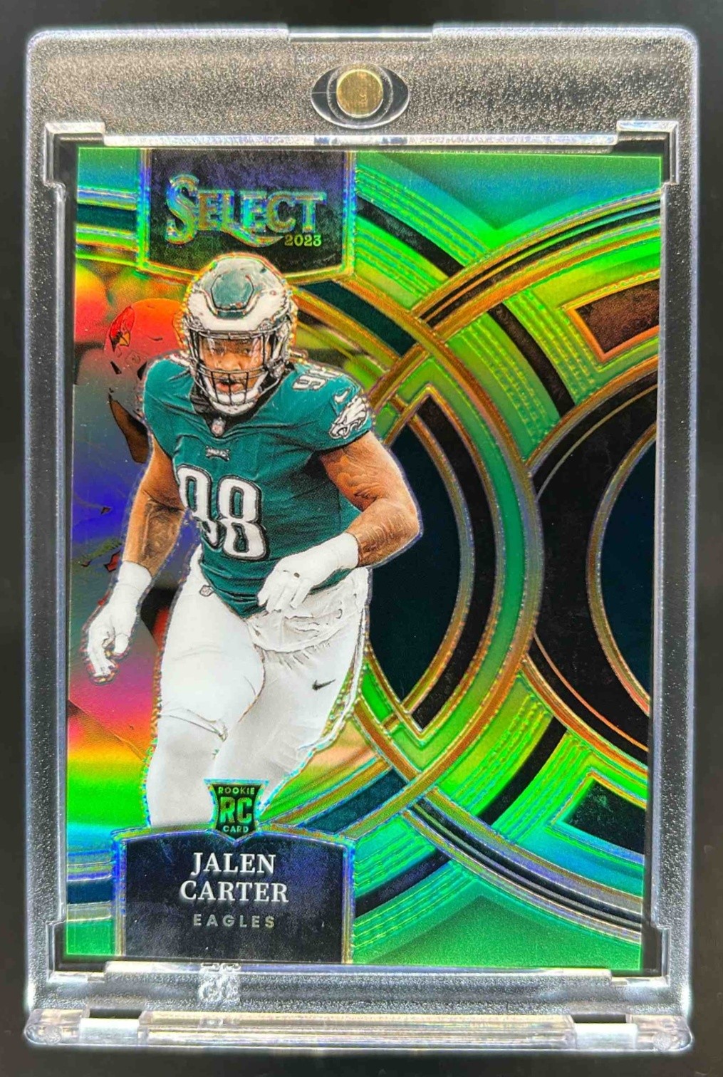 2023 Select Jalen Carter RC Neon Green Prizms Premier #13/49 Eagles