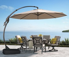 11FT Cantilever Umbrella with Base Outdoor Large Round Aluminum Offset Umbrella
