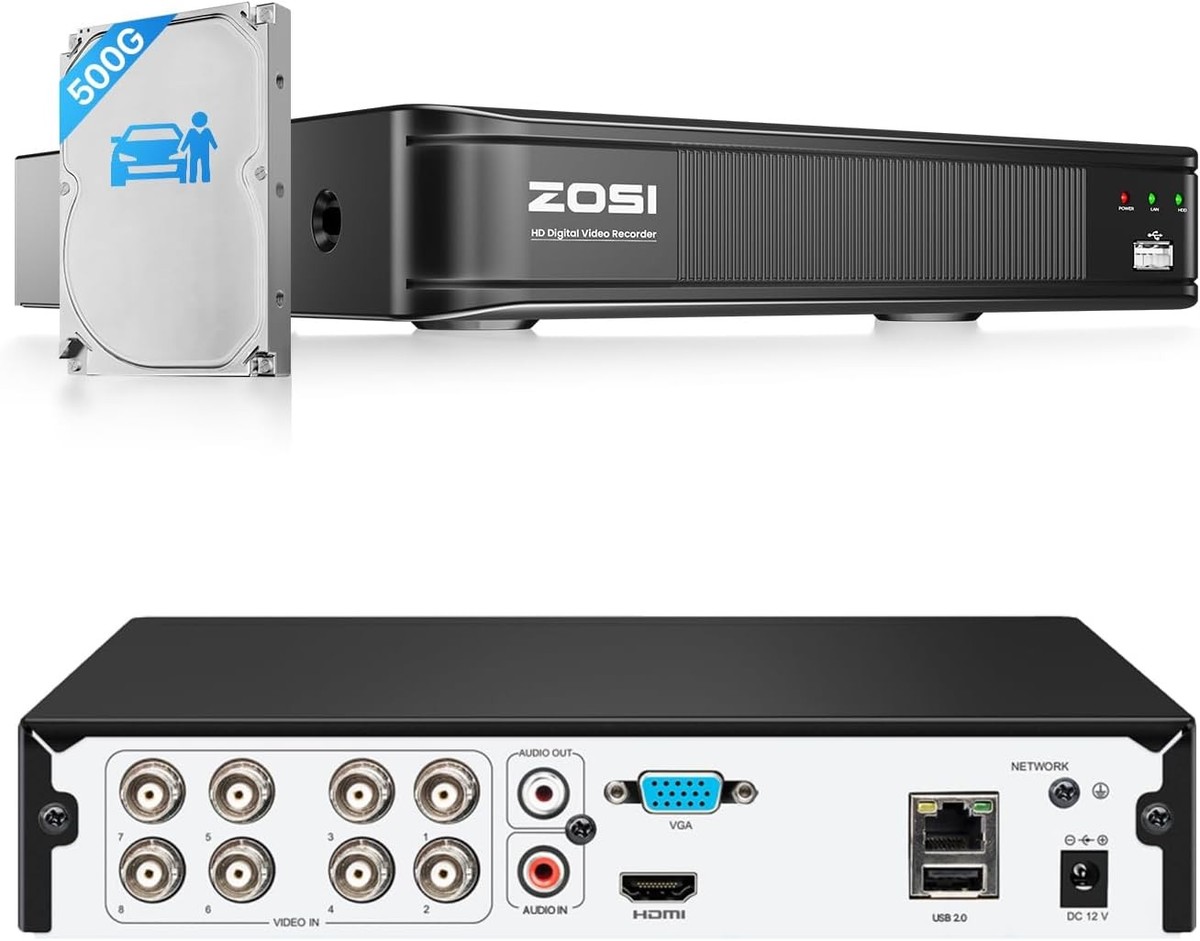 Kit Caméra Surveillance ZOSI PoE 5MP - 8 Canaux Avec 4 Caméras 4MP - Disque Dur 2To Inclus