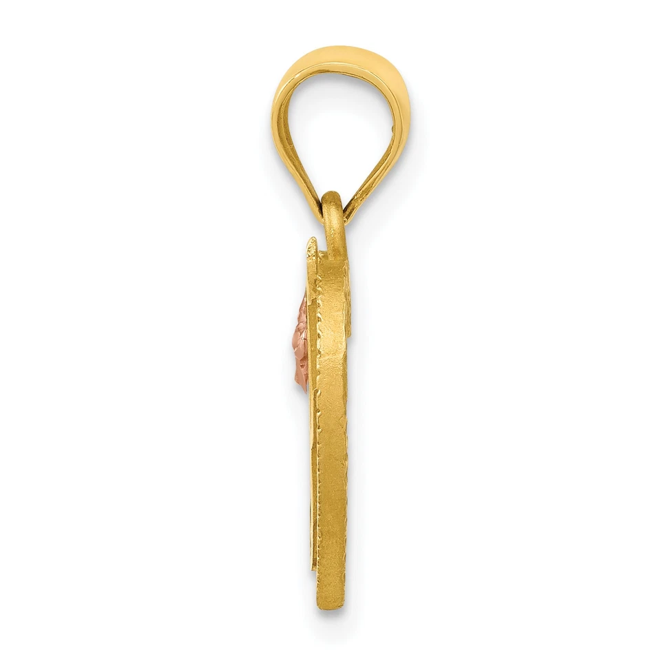 14k Two-Tone Heart Letter F  Initial Pendant D898F - Image 2 of 4