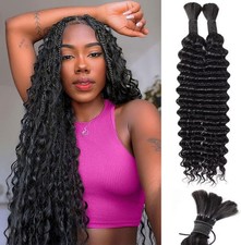 Human Braiding Hair for Boho Braids Deep Wave 18 Inch Human Hair, Deep Wave