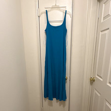 Old Navy Women’s L Blue Solid Maxi Dress Sleeveless Strappy Scoop Neck
