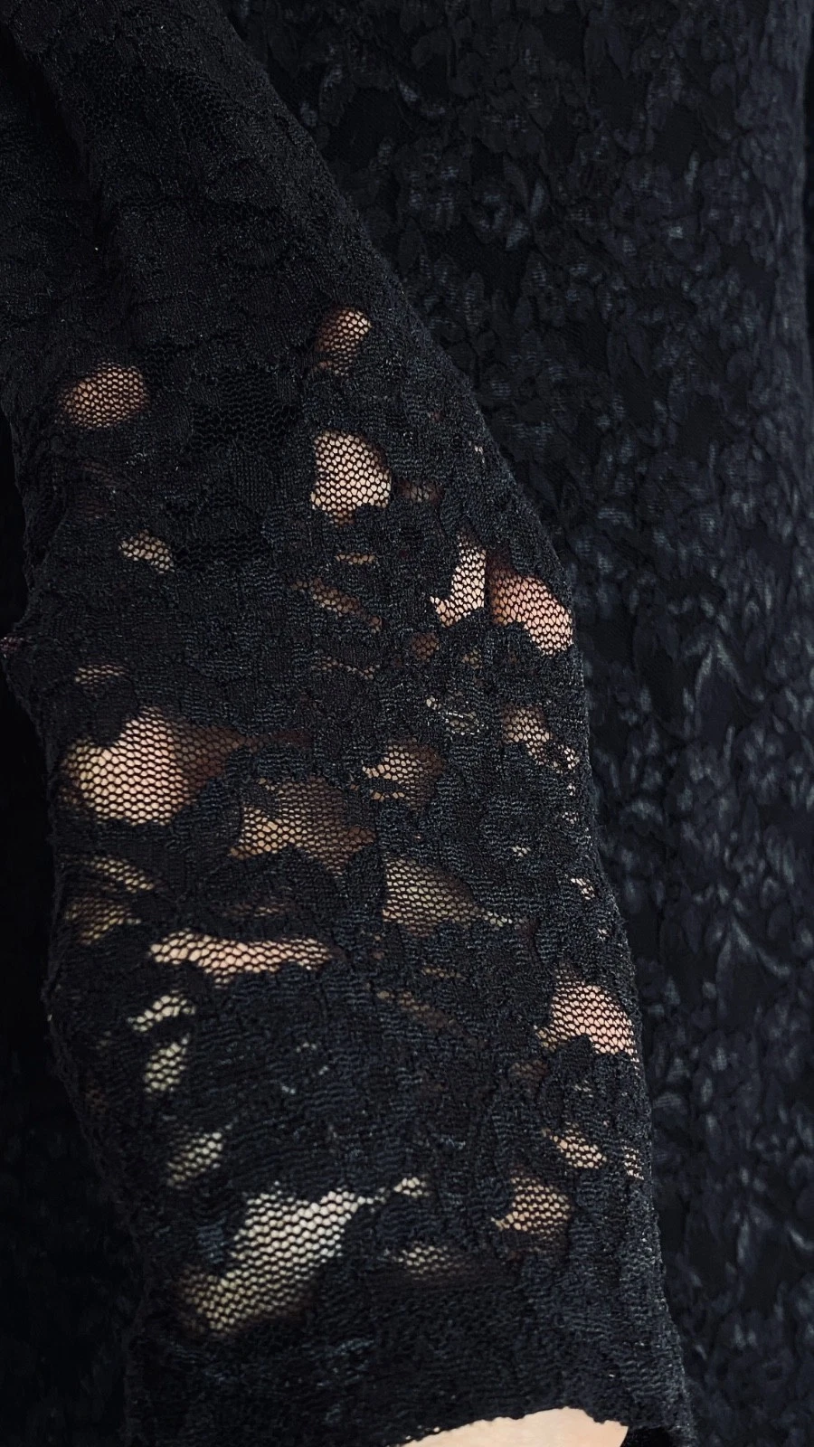 UNDERCOVER Mini abito nero Victoria's Secret pizzo XS manica lunga schiena aperta bodycon trasparente