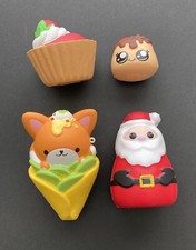 Lot Of 4 Squishy Toys Santa Cupcake Food