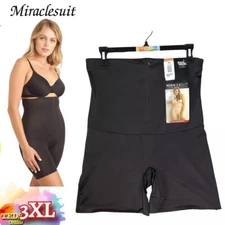 NWT Miraclesuit Women's 3XL Zip Smooth Hi-Waist Thigh Slimmer 2459 Black