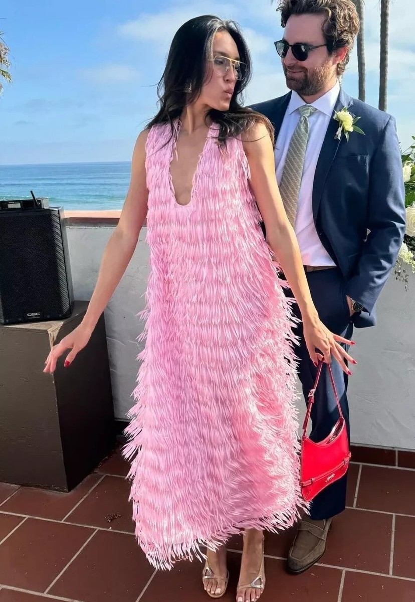 ZARA WOMAN NEW PINK MIDI DRESS WITH FRINGE SIZE S REF. 3920 ZARA WOMAN NEW PINK MIDI DRESS WITH FRINGE SIZE S REF. 3920