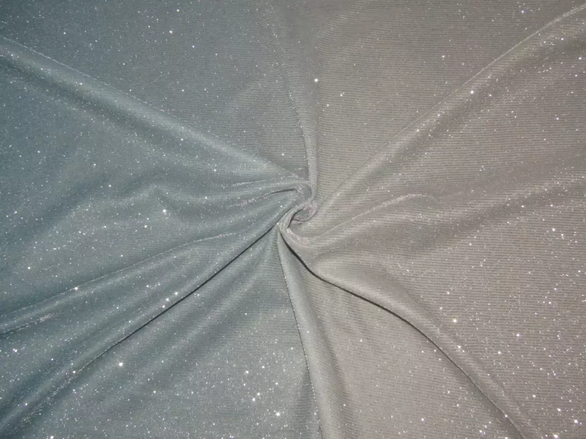 Ink Blue x Silver color Ombre shimmer Lycra fabric ~ 58" wide