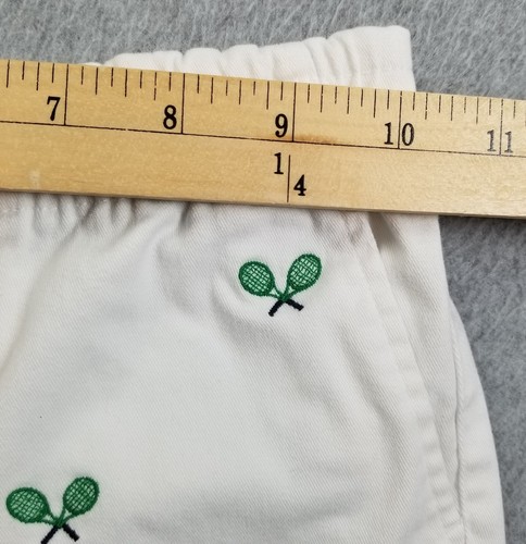 Janie and Jack Shorts Boy 5 White Green Tennis Embroidered Twill Preppy Stretch - Picture 9 of 16