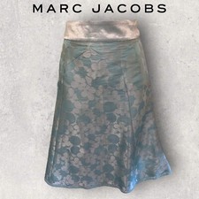 Marc Jacobs Womens Blue Silk Jacquard Lace Trim A-Line Occasion Skirt US 6 UK 10