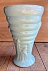 Vtg McCoy Art Deco Pottery Light Green 8.5” Floral Flower  Vase Reeds Leaves 523