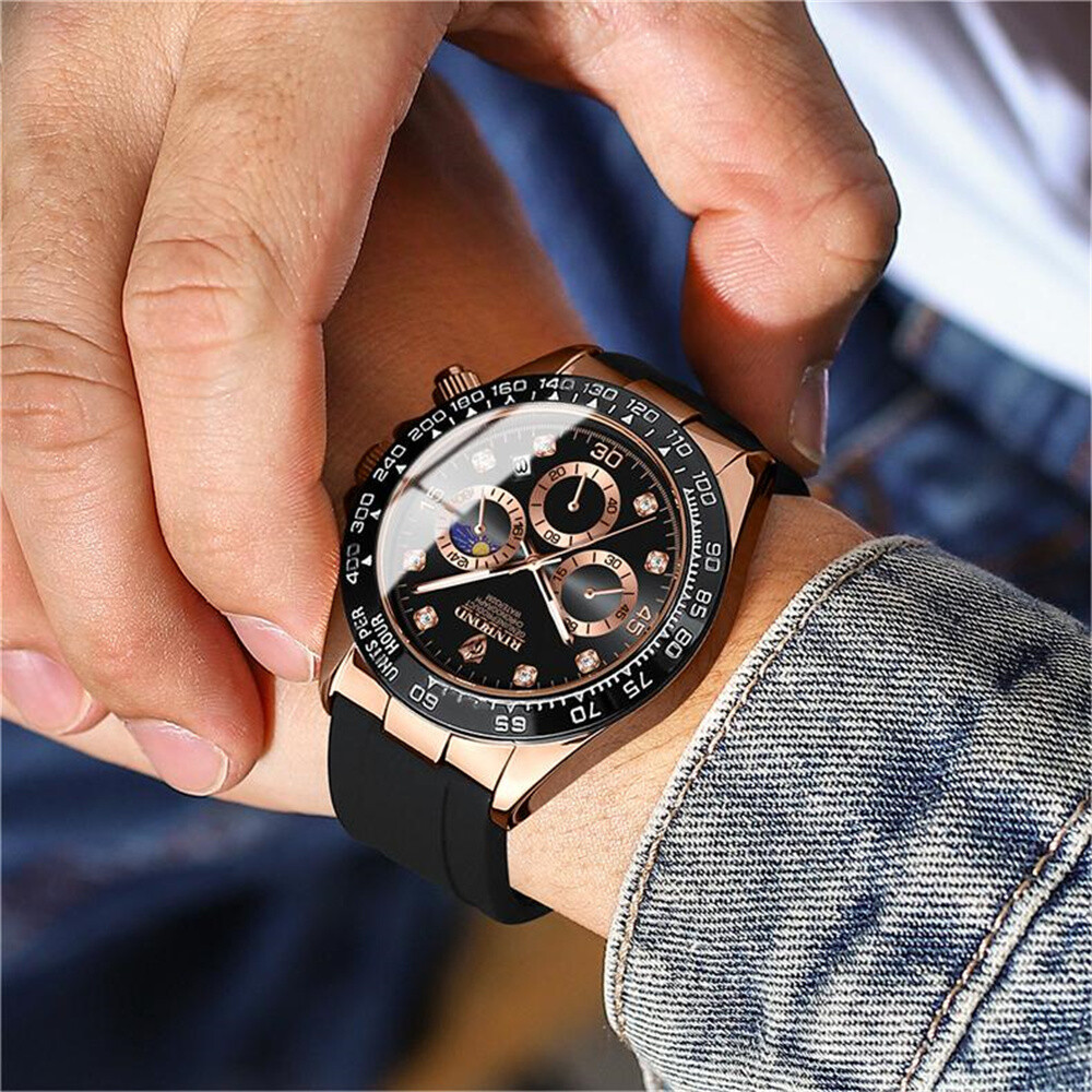 Luxury Sport Waterproof Multifunction Quartz Analog Luminous Watch For Men Strap